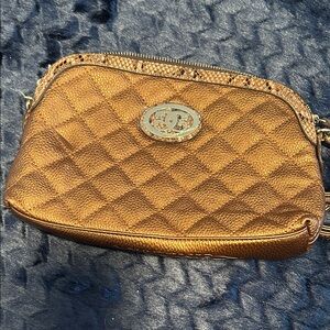 Sharif Quilted Metallic Bronze Mini Crossbody
